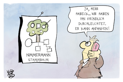 Cartoon: Nimmermann (medium) by Kostas Koufogiorgos tagged karikatur,koufogiorgos,nimmermann,stammbaum,verwandtschaft,karikatur,koufogiorgos,nimmermann,stammbaum,verwandtschaft