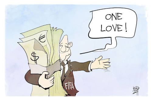 Cartoon: One Love der FIFA (medium) by Kostas Koufogiorgos tagged karikatur,koufogiorgos,fifa,geld,korruption,infantino,karikatur,koufogiorgos,fifa,geld,korruption,infantino