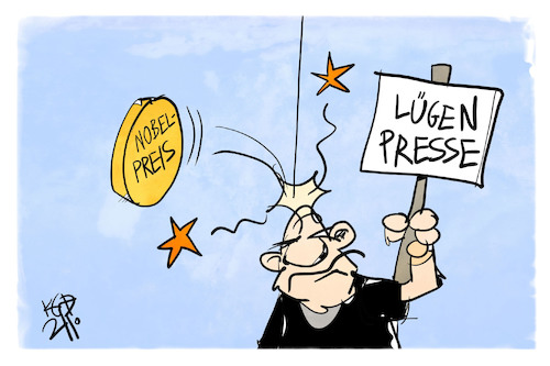 Cartoon: Pressefreiheit (medium) by Kostas Koufogiorgos tagged karikatur,koufogiorgos,illustration,cartoon,pressefreiheit,lügenpresse,friedensnobelpreis,karikatur,koufogiorgos,illustration,cartoon,pressefreiheit,lügenpresse,friedensnobelpreis