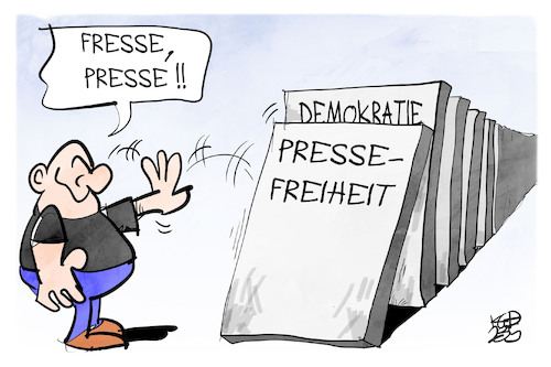 Cartoon: Pressefreiheit (medium) by Kostas Koufogiorgos tagged karikatur,koufogiorgos,pressefreiheit,extremismus,domino,demokratie,karikatur,koufogiorgos,pressefreiheit,extremismus,domino,demokratie