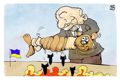Cartoon: Putins Krieg (medium) by Kostas Koufogiorgos tagged karikatur,koufogiorgos,putin,bär,auswringen,krieg,waffen,ukraine,russland,karikatur,koufogiorgos,putin,bär,auswringen,krieg,waffen,ukraine,russland