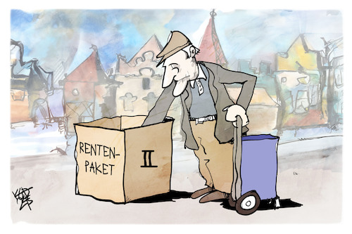 Cartoon: Rentenpaket II (medium) by Kostas Koufogiorgos tagged karikatur,koufogiorgos,rentenpaket,reform,altersarmut,flaschensammler,karikatur,koufogiorgos,rentenpaket,reform,altersarmut,flaschensammler