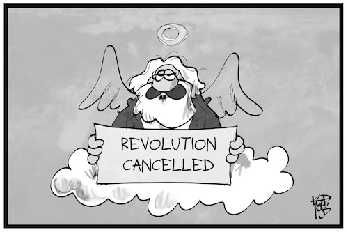 Cartoon: Revolution cancelled (medium) by Kostas Koufogiorgos tagged karikatur,koufogiorgos,illustration,cartoon,marx,revolution,sozialismus,wolke,aufstehen,sammlungsbewegung,karikatur,koufogiorgos,illustration,cartoon,marx,revolution,sozialismus,wolke,aufstehen,sammlungsbewegung