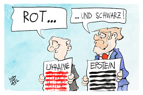 Cartoon: Rot und Schwarz (medium) by Kostas Koufogiorgos tagged karikatur,koufogiorgos,rot,schwarz,putin,trump,ukraine,epstein,karikatur,koufogiorgos,rot,schwarz,putin,trump,ukraine,epstein