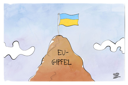 Cartoon: Selenskyj besucht den EU-Gipfel (medium) by Kostas Koufogiorgos tagged karikatur,koufogiorgos,eu,europa,gipfel,ukraine,fahne,flagge,karikatur,koufogiorgos,eu,europa,gipfel,ukraine,fahne,flagge