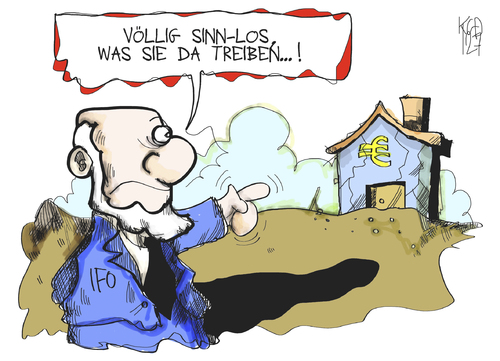 Cartoon: Sinn-los (medium) by Kostas Koufogiorgos tagged sinn,merkel,euro,schulden,krise,kritik,sinnlos,wirtschaft,ifo,karikatur,kostas,koufogiorgos,merkel,sinn,euro,schulden,krise