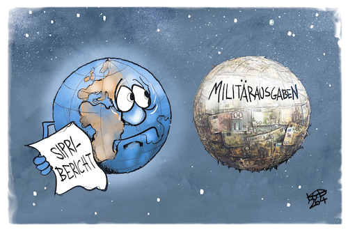 Cartoon: SIPRI-Bericht (medium) by Kostas Koufogiorgos tagged karikatur,koufogiorgos,sipri,ausgaben,militär,welt,erde,karikatur,koufogiorgos,sipri,ausgaben,militär,welt,erde
