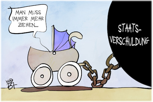 Cartoon: Staatsverschuldung (medium) by Kostas Koufogiorgos tagged karikatur,koufogiorgos,neuverschuldung,kind,last,staatsverschuldung,karikatur,koufogiorgos,neuverschuldung,kind,last,staatsverschuldung
