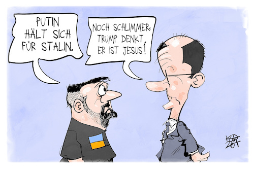 Cartoon: Stalin und Jesus (medium) by Kostas Koufogiorgos tagged karikatur,koufogiorgos,stalin,putin,trump,jesus,merz,selenskyj,karikatur,koufogiorgos,stalin,putin,trump,jesus,merz,selenskyj