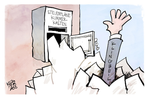 Cartoon: Steuerreform (medium) by Kostas Koufogiorgos tagged karikatur,koufogiorgos,klingbeil,steuerreform,kummerkasten,karikatur,koufogiorgos,klingbeil,steuerreform,kummerkasten