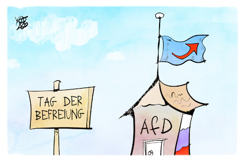 Cartoon: Tag der Befreiung (medium) by Kostas Koufogiorgos tagged karikatur,koufogiorgos,afd,haus,halbmast,flagge,kapitulation,tag,befreiung,feiertag,karikatur,koufogiorgos,afd,haus,halbmast,flagge,kapitulation,tag,befreiung,feiertag