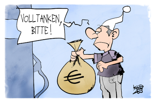 Cartoon: Tanken wird immer teurer (medium) by Kostas Koufogiorgos tagged karikatur,koufogiorgos,sprit,tanken,geld,michel,benzin,auto,karikatur,koufogiorgos,sprit,tanken,geld,michel,benzin,auto