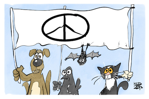 Cartoon: Tiere gegen Böllern (medium) by Kostas Koufogiorgos tagged karikatur,koufogiorgos,tiere,böllerverbot,frieden,karikatur,koufogiorgos,tiere,böllerverbot,frieden
