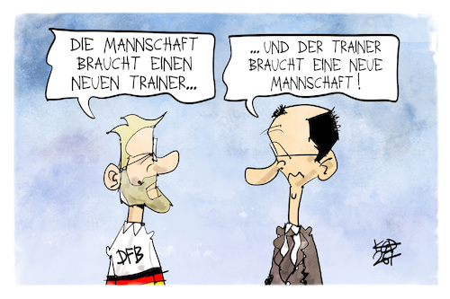 Cartoon: Trainer und Mannschaft (medium) by Kostas Koufogiorgos tagged karikatur,koufogiorgos,dfb,klopp,mannschaft,trainer,merz,regierung,karikatur,koufogiorgos,dfb,klopp,mannschaft,trainer,merz,regierung