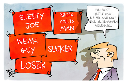 Cartoon: Trumps Wahlkampf (medium) by Kostas Koufogiorgos tagged karikatur,koufogiorgos,trump,wahlkampf,usa,biden,karikatur,koufogiorgos,trump,wahlkampf,usa,biden