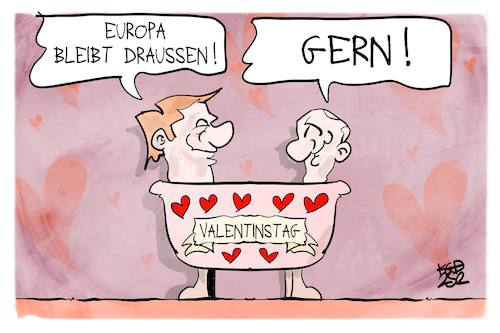 Cartoon: Valentinstag (medium) by Kostas Koufogiorgos tagged karikatur,koufogiorgos,valentinstag,putin,trump,liebe,badewanne,europa,karikatur,koufogiorgos,valentinstag,putin,trump,liebe,badewanne,europa