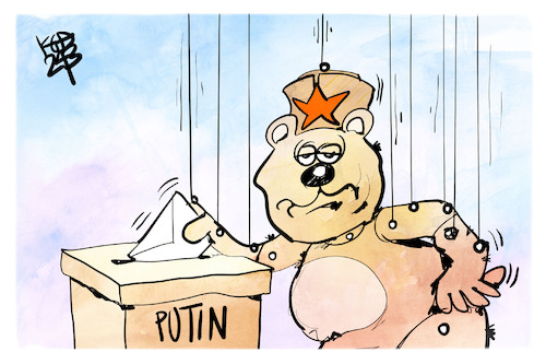 Cartoon: Wahl in Russland (medium) by Kostas Koufogiorgos tagged karikatur,koufogiorgos,russland,wahl,marionette,bär,wahlurne,demokratie,putin,karikatur,koufogiorgos,russland,wahl,marionette,bär,wahlurne,demokratie,putin