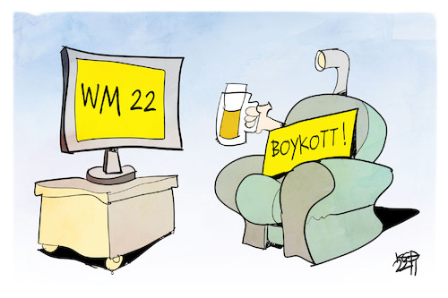 Cartoon: WM-Boykott (medium) by Kostas Koufogiorgos tagged karikatur,koufogiorgos,wm,boykott,fernsehen,periskop,abtauchen,fußball,katar,karikatur,koufogiorgos,wm,boykott,fernsehen,periskop,abtauchen,fußball,katar