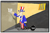 Cartoon: 1 Jahr Trump (small) by Kostas Koufogiorgos tagged karikatur,koufogiorgos,illustration,cartoon,trump,uncle,sam,gefängnis,kette,usa,präsident,präsidentschaft