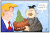Cartoon: 1 Jahr Trump (small) by Kostas Koufogiorgos tagged karikatur,koufogiorgos,illustration,cartoon,trump,kim,jong,un,glückwunsch,torte,rakete,nuklear,atomwaffen,nordkorea,usa
