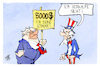 Cartoon: 5000 Dollar (small) by Kostas Koufogiorgos tagged karikatur,koufogiorgos,uncle,sam,trump,dollar,bestechung,korruption,usa,stimme