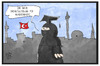 Cartoon: Akademiker in der Türkei (small) by Kostas Koufogiorgos tagged karikatur,koufogiorgos,illustration,cartoon,tuerkei,ausreiseverbot,burka,akademiker,universität,kleidung,uniform,wissenschaftler,doktor