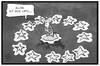 Cartoon: Allein auf dem EU-Gipfel (small) by Kostas Koufogiorgos tagged karikatur,koufogiorgos,illustration,cartoon,eu,europa,europäische,union,merkel,gipfel,sterne,wasser,insel,meer,einsamkeit,politik,flüchtlingskrise