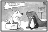Cartoon: Antarktis (small) by Kostas Koufogiorgos tagged karikatur,koufogiorgos,illustration,cartoon,antarktis,meer,schutzzone,umweltschutz,tierwelt,eisbär,asyl,pinguin,seehund,klimawandel,nordpol,südpol