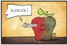 Cartoon: Apple Watch (small) by Kostas Koufogiorgos tagged karikatur,koufogiorgos,illustration,cartoon,apple,apfel,wurm,watch,computer,medien,lifestyle