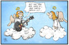 Cartoon: B.B. King (small) by Kostas Koufogiorgos tagged karikatur koufogiorgos illustration cartoon king blues sänger musiker tod engel himmel gitarre kultur