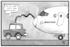 Cartoon: Boeing-Softwareupdate (small) by Kostas Koufogiorgos tagged karikatur,koufogiorgos,illustration,cartoon,boeing,diesel,software,update,flugzeug,sicherheit,wirtschaft,flugzeugbauer