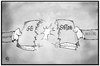 Cartoon: BVG (small) by Kostas Koufogiorgos tagged karikatur,koufogiorgos,illustration,cartoon,bvg,bundesverfassungsgericht,karlsruhe,berlin,richter,politiker,politik,gesetz,einflussnahme,papier,zerren,streit