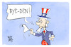 Cartoon: Bye-Den (small) by Kostas Koufogiorgos tagged karikatur,koufogiorgos,biden,bye,uncle,sam,usa,kandidatur
