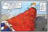 Cartoon: Cameron und die Queen (small) by Kostas Koufogiorgos tagged karikatur,koufogiorgos,illustration,cartoon,queen,cameron,schleppe,träger,diener,staatsbesuch,grossbritannien,politik,königin