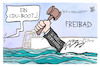 Cartoon: CDU-Boot (small) by Kostas Koufogiorgos tagged karikaturen,koufogiorgos,schnellverfahren,justiz,richter,linnemann,wasser