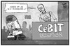 Cartoon: CeBit (small) by Kostas Koufogiorgos tagged karikatur,koufogiorgos,illustration,cartoon,cebit,hannover,messe,roboter,computer,technik,r2d2,3po,star,wars,science,fiction