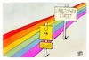 Cartoon: Christopher Street Day (small) by Kostas Koufogiorgos tagged karikatur,koufogiorgos,afd,cdu,csd,christopher,street,regenbogen,fahne,umleitung