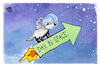 Cartoon: DAX im Höhenflug (small) by Kostas Koufogiorgos tagged karikatur,koufogiorgos,dax,börse,space,höhenflug,rekord