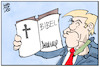 Cartoon: Der heilige Trump (small) by Kostas Koufogiorgos tagged karikatur,koufogiorgos,illustration,cartoon,trumo,bibel,heilig,dekret,unterschrift,pose,amtsmissbrauch,usa,praesident