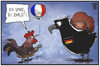 Cartoon: Deutschland-Frankreich (small) by Kostas Koufogiorgos tagged karikatur,koufogiorgos,illustration,cartoon,hahn,frankreich,adler,deutschland,sparen,konjunktur,wirtschaft,politik,last,geld,europa