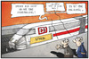 Cartoon: Die Bahn und das G36 (small) by Kostas Koufogiorgos tagged karikatur,koufogiorgos,illustration,cartoon,g36,bahn,db,zug,gewehr,kugel,schnelligkeit,streik,bundeswehr,stillstand,arbeitskampf,lok,gdl,gewerkschaft