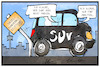 Cartoon: Dieselfahrverbot (small) by Kostas Koufogiorgos tagged karikatur,koufogioros,illustration,cartoon,stuttgart,fahrverbot,diesel,umwelt,klima,abgas,luftverschmutzung,parken,suv,autofahrer