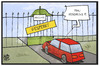Cartoon: Dieselgate (small) by Kostas Koufogiorgos tagged karikatur,koufogiorgos,illustration,cartoon,dieselgate,tor,einfahrt,umwelt,verschmutzung,stickoxid,feinstaub,hendricks,automobil,abgasskandal