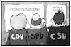 Cartoon: Dobrindt sondiert (small) by Kostas Koufogiorgos tagged karikatur,koufogiorgos,illustration,cartoon,csu,spd,cdu,sondierung,umfrage,politik,dobrindt,merkel,schulz