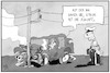 Cartoon: Elektromobilität (small) by Kostas Koufogiorgos tagged karikatur,koufogiorgos,illustration,cartoon,elektromobilität,unfall,iaa,auto,verkehr,zukunft