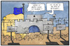 Cartoon: EU-Flüchtlingspolitik (small) by Kostas Koufogiorgos tagged karikatur,koufogiorgos,illustration,cartoon,eu,europa,flüchtlingspolitik,asyl,festung,abschotten,flagge,halbmast,trauer,politik