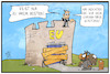Cartoon: EU-Flüchtlingspolitik (small) by Kostas Koufogiorgos tagged karikatur,koufogiorgos,illustration,cartoon,eu,europa,burg,abschottung,flüchtlingspolitik,corona,virus,grenze,krankheit,asyl