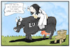 Cartoon: EU-Haushalt (small) by Kostas Koufogiorgos tagged karikatur,koufogiorgos,illustration,cartoon,eu,haushalt,europa,stier,melkkuh,geld,budget