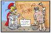 Cartoon: EU go home (small) by Kostas Koufogiorgos tagged karikatur,koufogiorgos,illustration,cartoon,cleese,schauspieler,monty,python,film,brian,römer,filmszene