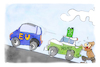Cartoon: EU vs. UK (small) by Kostas Koufogiorgos tagged karikatur,koufogiorgos,illustration,cartoon,eu,uk,eauto,benzin,brexit,europa,rennen,auto